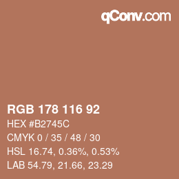 カラーコード: RGB 178 116 92 | qconv.com