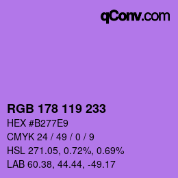 Color code: RGB 178 119 233 | qconv.com