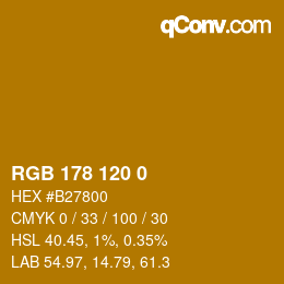 颜色代码: RGB 178 120 0 | qconv.com