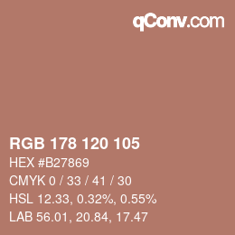 Color code: RGB 178 120 105 | qconv.com