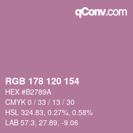 カラーコード: RGB 178 120 154 | qconv.com