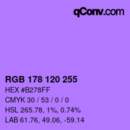 Color code: RGB 178 120 255 | qconv.com
