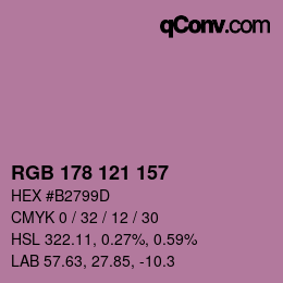 颜色代码: RGB 178 121 157 | qconv.com