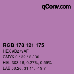 カラーコード: RGB 178 121 175 | qconv.com