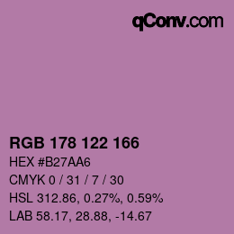 Color code: RGB 178 122 166 | qconv.com