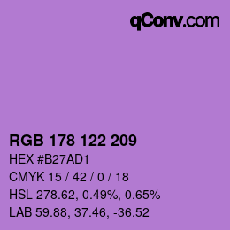 Color code: RGB 178 122 209 | qconv.com