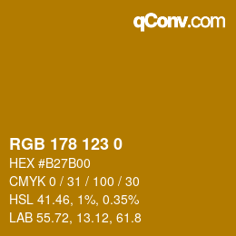 Color code: RGB 178 123 0 | qconv.com