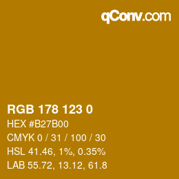 カラーコード: RGB 178 123 0 | qconv.com