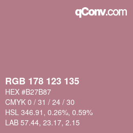 カラーコード: RGB 178 123 135 | qconv.com