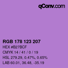 カラーコード: RGB 178 123 207 | qconv.com