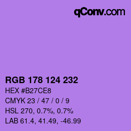 Color code: RGB 178 124 232 | qconv.com