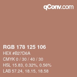颜色代码: RGB 178 125 106 | qconv.com