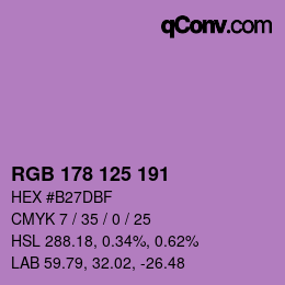 Color code: RGB 178 125 191 | qconv.com