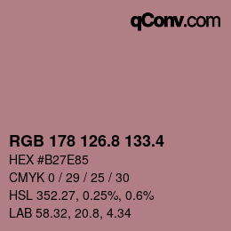 カラーコード: RGB 178 126.8 133.4 | qconv.com