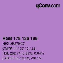 Color code: RGB 178 126 199 | qconv.com