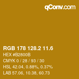 カラーコード: RGB 178 128.2 11.6 | qconv.com