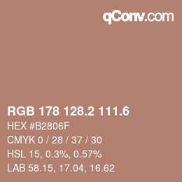 カラーコード: RGB 178 128.2 111.6 | qconv.com