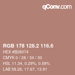 カラーコード: RGB 178 128.2 116.6 | qconv.com