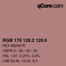 カラーコード: RGB 178 128.2 126.6 | qconv.com