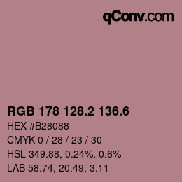 カラーコード: RGB 178 128.2 136.6 | qconv.com