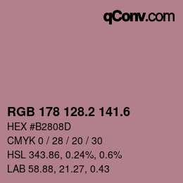 カラーコード: RGB 178 128.2 141.6 | qconv.com