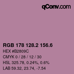 カラーコード: RGB 178 128.2 156.6 | qconv.com