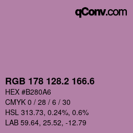 カラーコード: RGB 178 128.2 166.6 | qconv.com