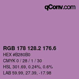 カラーコード: RGB 178 128.2 176.6 | qconv.com