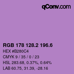 カラーコード: RGB 178 128.2 196.6 | qconv.com