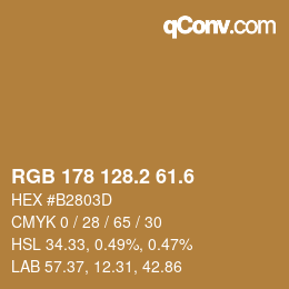 カラーコード: RGB 178 128.2 61.6 | qconv.com