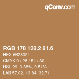 カラーコード: RGB 178 128.2 81.6 | qconv.com