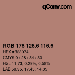 カラーコード: RGB 178 128.6 116.6 | qconv.com