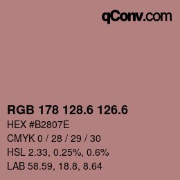カラーコード: RGB 178 128.6 126.6 | qconv.com