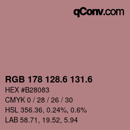 カラーコード: RGB 178 128.6 131.6 | qconv.com