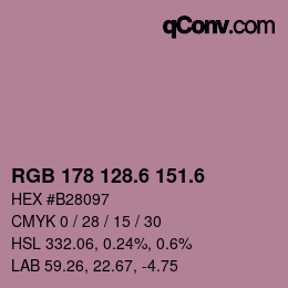カラーコード: RGB 178 128.6 151.6 | qconv.com