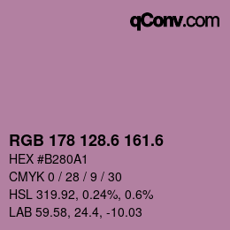 カラーコード: RGB 178 128.6 161.6 | qconv.com