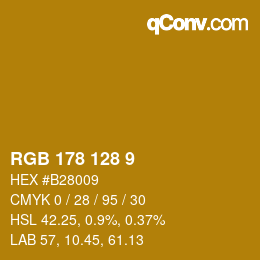Color code: RGB 178 128 9 | qconv.com