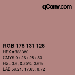 Color code: RGB 178 131 128 | qconv.com