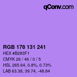 Color code: RGB 178 131 241 | qconv.com