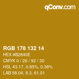 Color code: RGB 178 132 14 | qconv.com