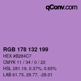 Color code: RGB 178 132 199 | qconv.com