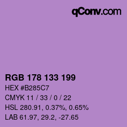 Color code: RGB 178 133 199 | qconv.com