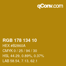 Color code: RGB 178 134 10 | qconv.com