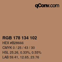 Color code: RGB 178 134 102 | qconv.com