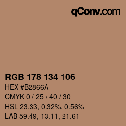 Color code: RGB 178 134 106 | qconv.com