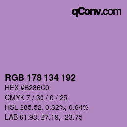 Color code: RGB 178 134 192 | qconv.com