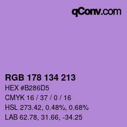 Color code: RGB 178 134 213 | qconv.com