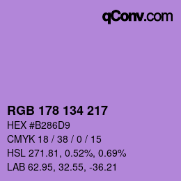 Farbcode: RGB 178 134 217 | qconv.com