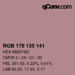 カラーコード: RGB 178 135 141 | qconv.com
