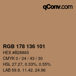 Color code: RGB 178 136 101 | qconv.com